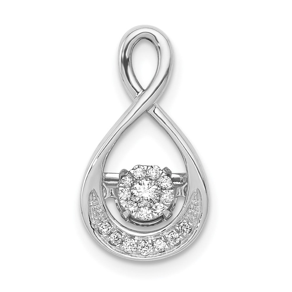14K Weißgold 0,1 ct. Lebendiger Beweglicher Echter Diamant Tropfen-Ketten-Gleitanhänger