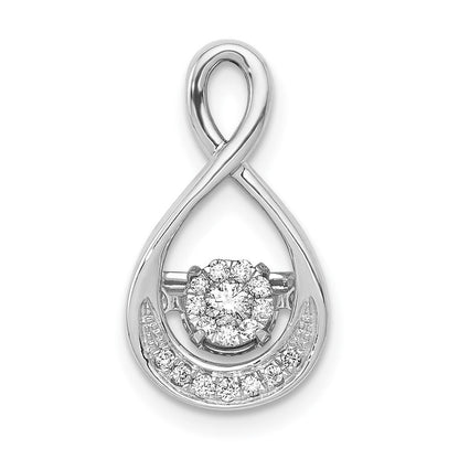14K Weißgold 0,1 ct. Lebendiger Beweglicher Echter Diamant Tropfen-Ketten-Gleitanhänger