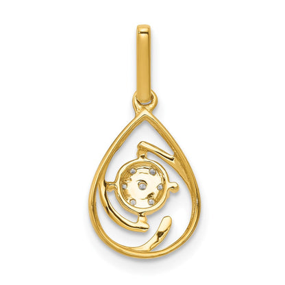 14K Gelbgold Poliert 0,15 ct. Echter Diamant Fancy Tropfen-Anhänger