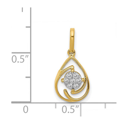 14K Gelbgold Poliert 0,15 ct. Echter Diamant Fancy Tropfen-Anhänger