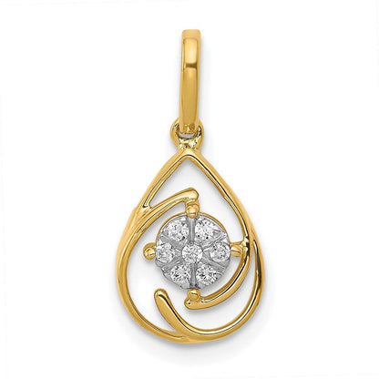 14K Gelbgold Poliert 0,15 ct. Echter Diamant Fancy Tropfen-Anhänger