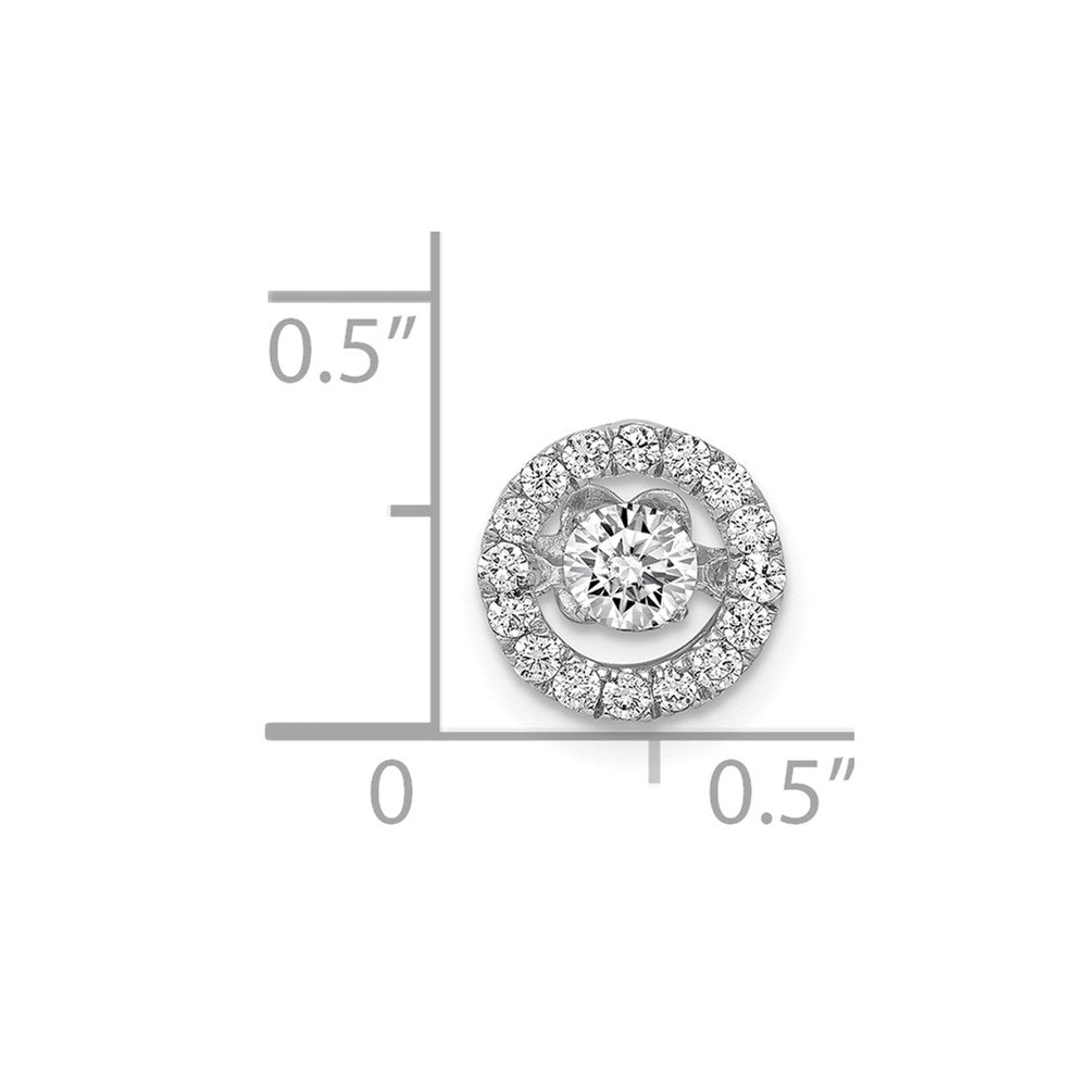 14K Weißgold 3/8ct. Lebhaft Echt Diamant Poliert Rund Kette Anhänger