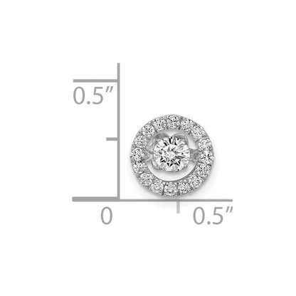 14K Weißgold 3/8ct. Lebhaft Echt Diamant Poliert Rund Kette Anhänger