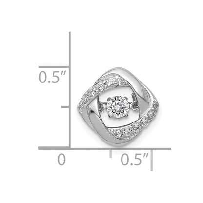 14K Weißgold 1/4ct. Lebhaft Echt Diamant Entwined Squares Kette Anhänger