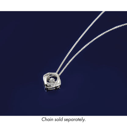 14K Weißgold 1/4ct. Lebhaft Echt Diamant Entwined Squares Kette Anhänger