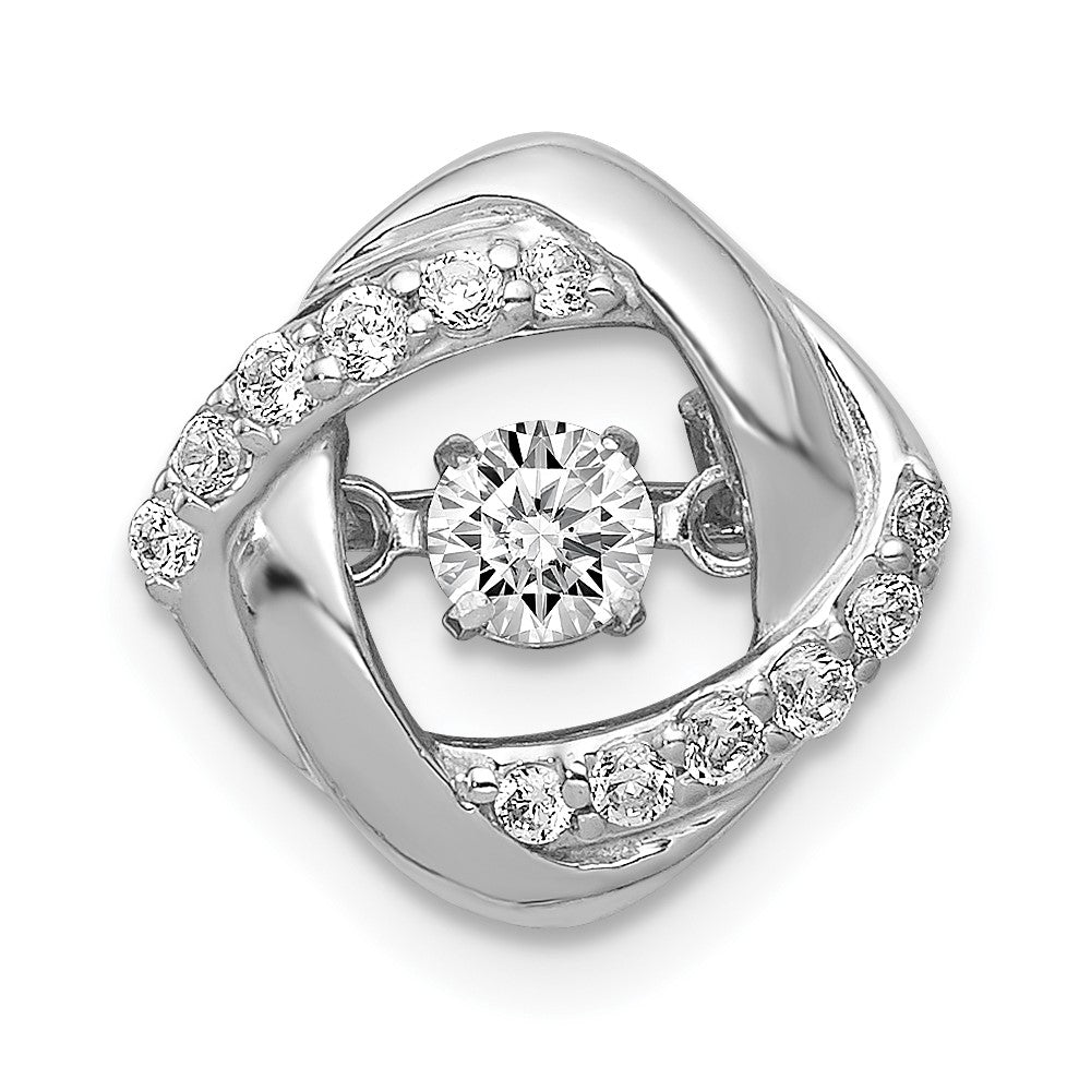 14K Weißgold 1/4ct. Lebhaft Echt Diamant Entwined Squares Kette Anhänger