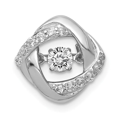 14K Weißgold 1/4ct. Lebhaft Echt Diamant Entwined Squares Kette Anhänger