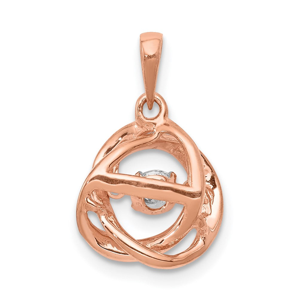 14 Karat Roségold Ineinander verschlungene Ringe Anhänger mit 0,2 ct. lebendigem echten Diamanten