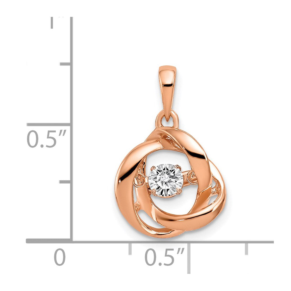 14 Karat Roségold Ineinander verschlungene Ringe Anhänger mit 0,2 ct. lebendigem echten Diamanten