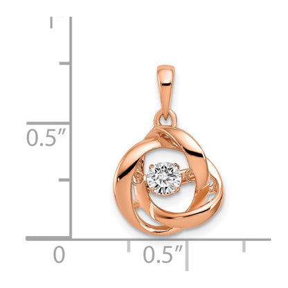 14 Karat Roségold Ineinander verschlungene Ringe Anhänger mit 0,2 ct. lebendigem echten Diamanten