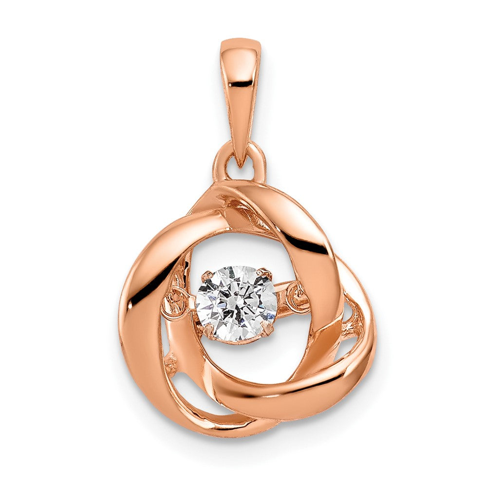 14 Karat Roségold Ineinander verschlungene Ringe Anhänger mit 0,2 ct. lebendigem echten Diamanten
