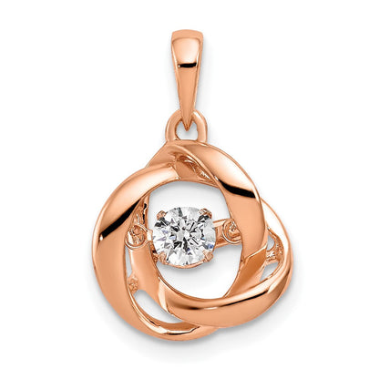 14 Karat Roségold Ineinander verschlungene Ringe Anhänger mit 0,2 ct. lebendigem echten Diamanten