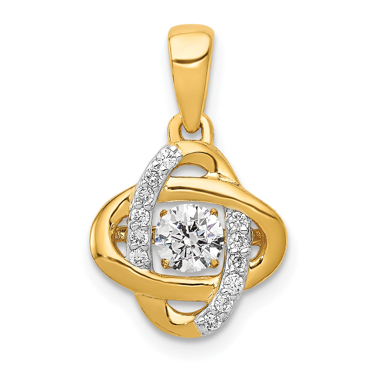 14K Gelbgold 0,33 ct. Laborgezüchteter Diamant VS/SI+ G+ Lebendiger Fantasievoller Liebesknoten-Anhänger