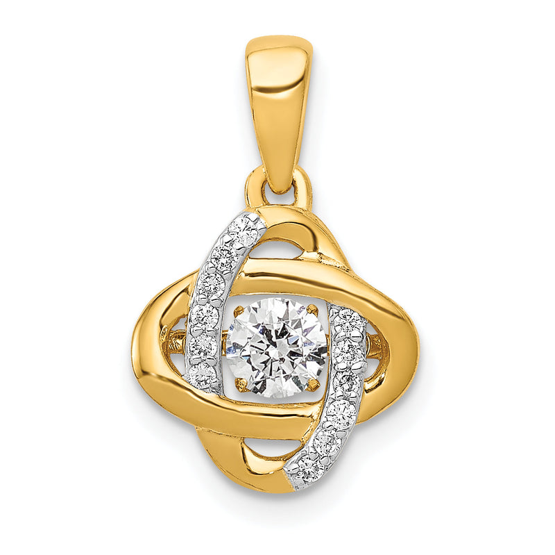 14K Gelbgold 0,33 ct. Laborgezüchteter Diamant VS/SI+ G+ Lebendiger Fantasievoller Liebesknoten-Anhänger