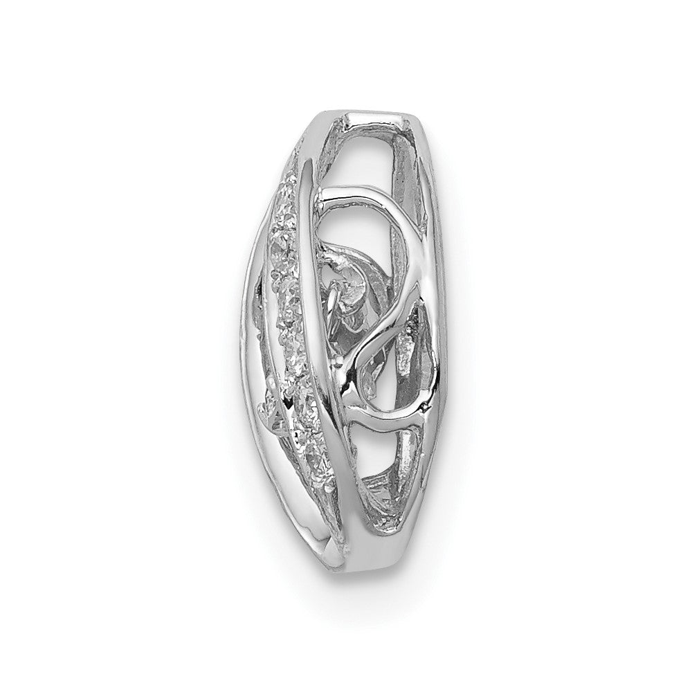14K Weißgold 1/3ct. Lebhaft Echt Diamant Oval Kette Anhänger