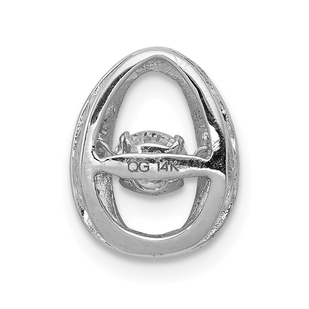14K Weißgold 1/3ct. Lebhaft Echt Diamant Oval Kette Anhänger