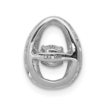 14K Weißgold 1/3ct. Lebhaft Echt Diamant Oval Kette Anhänger