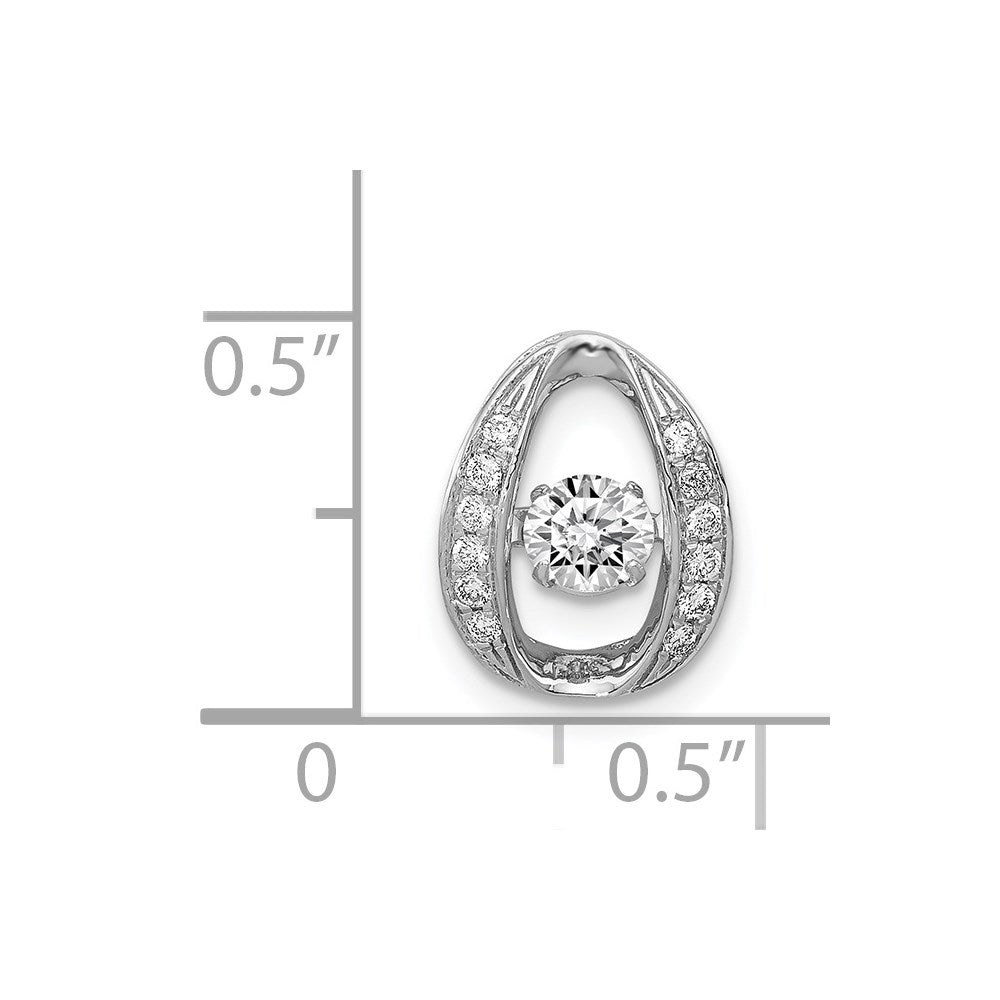 14K Weißgold 1/3ct. Lebhaft Echt Diamant Oval Kette Anhänger