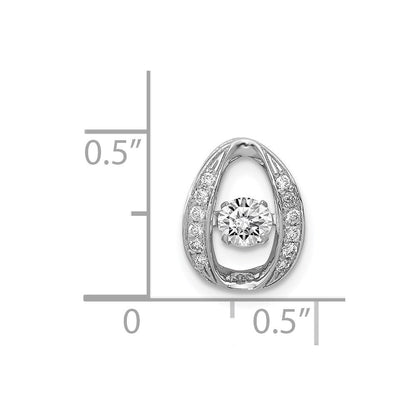 14K Weißgold 1/3ct. Lebhaft Echt Diamant Oval Kette Anhänger