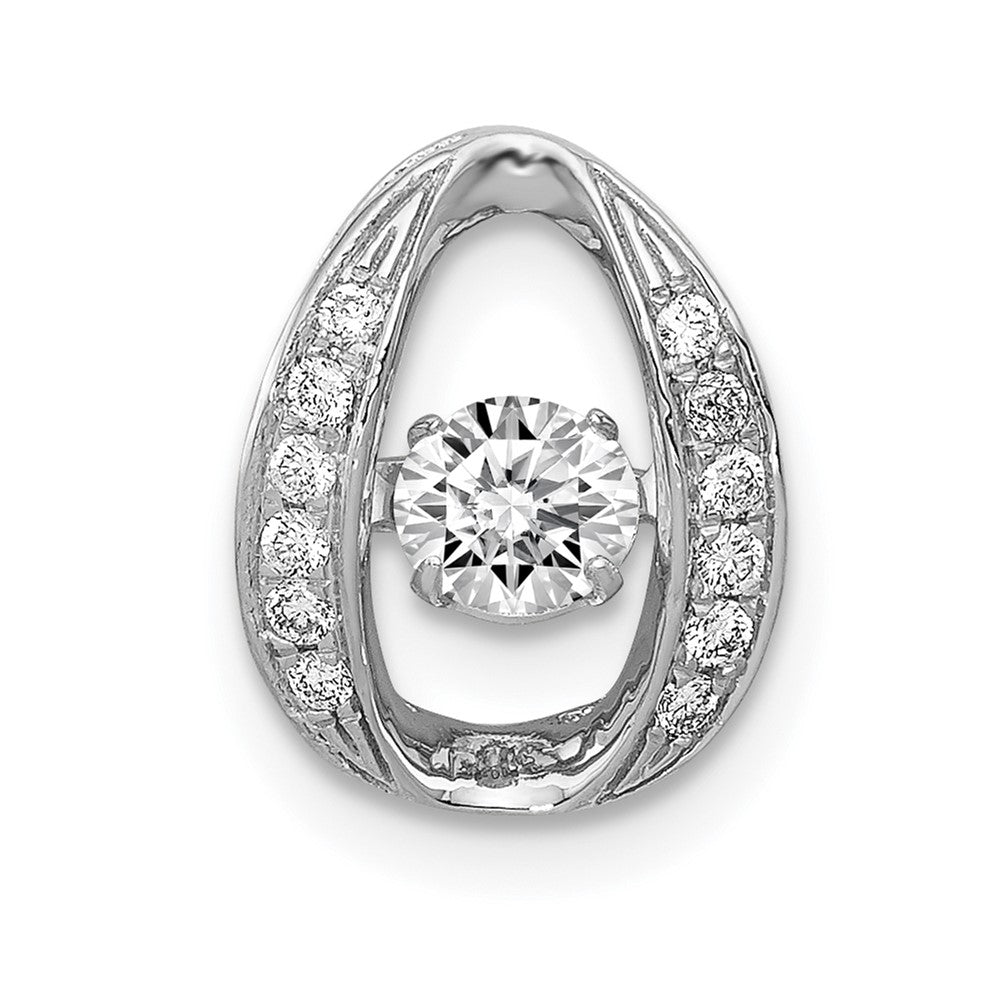 14K Weißgold 1/3ct. Lebhaft Echt Diamant Oval Kette Anhänger