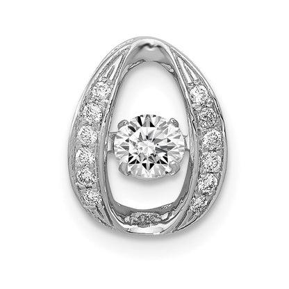 14K Weißgold 1/3ct. Lebhaft Echt Diamant Oval Kette Anhänger