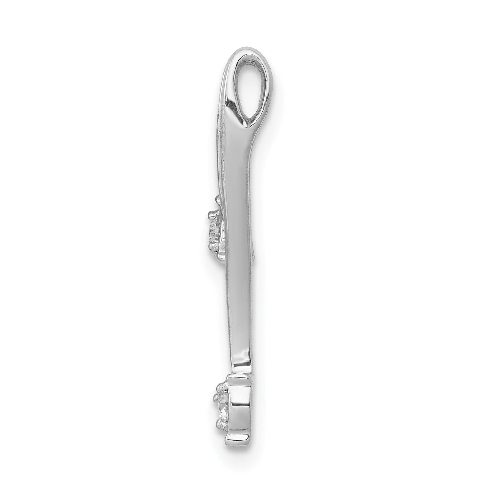 14K Weißgold Gleitanhänger für Fancy-Kette mit 0,10 ct. Laborgezüchtetem Diamant VS/SI+ G+