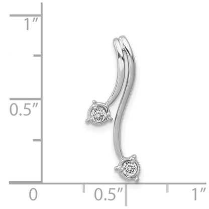 14K Weißgold 1/10ct. Echt Diamant Doppelt Gebogen Lines Kette Anhänger