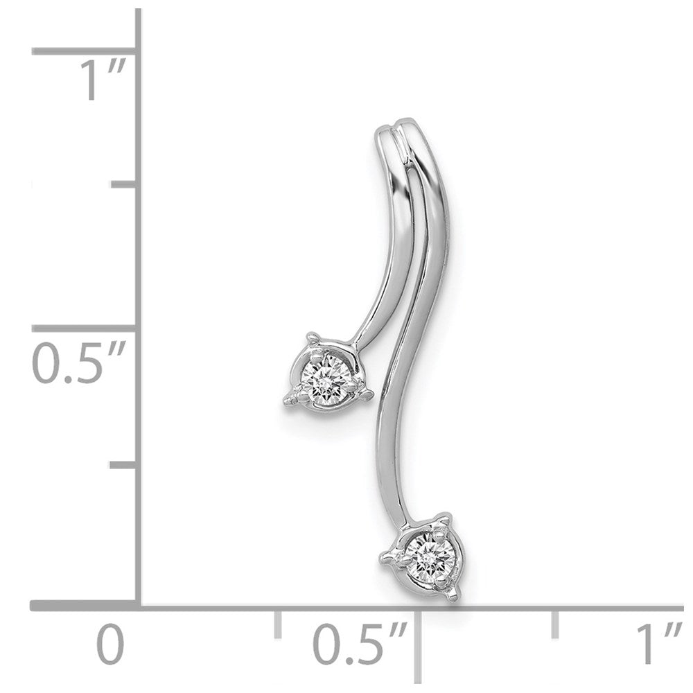 14K Weißgold 1/10ct. Diamant Doppelt Gebogen Lines Kette Anhänger