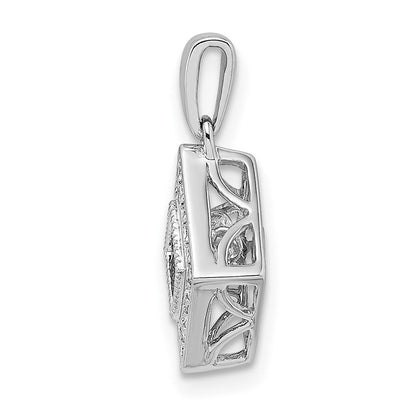 14k Weißgold Anhänger mit gekipptem Quadrat und 0,5 ct. lebendigem echtem Diamant