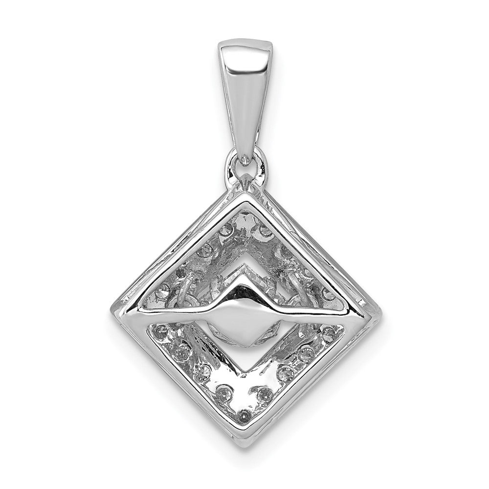 14k Weißgold Anhänger mit gekipptem Quadrat und 0,5 ct. lebendigem echtem Diamant