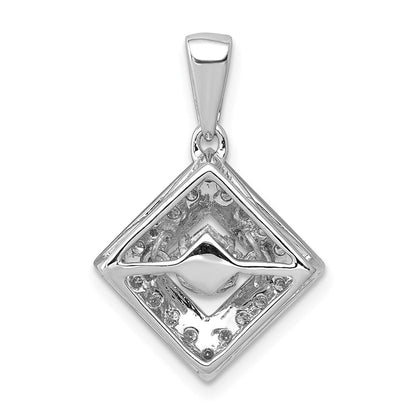 14k Weißgold Anhänger mit gekipptem Quadrat und 0,5 ct. lebendigem echtem Diamant