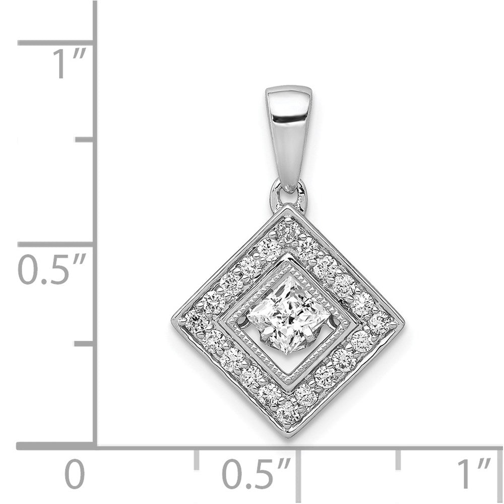 14k Weißgold Anhänger mit gekipptem Quadrat und 0,5 ct. lebendigem echtem Diamant