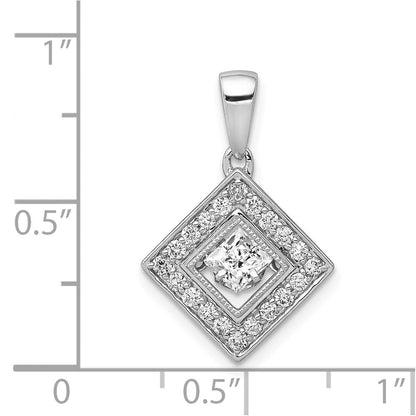 14k Weißgold Anhänger mit gekipptem Quadrat und 0,5 ct. lebendigem echtem Diamant