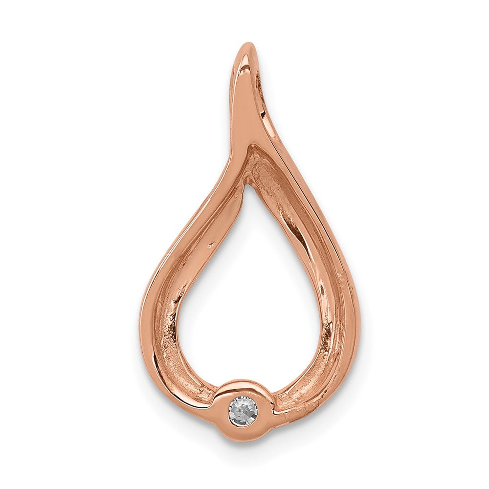 14K Roségold 1/10ct. Echt Diamant Tropfen Kette Anhänger