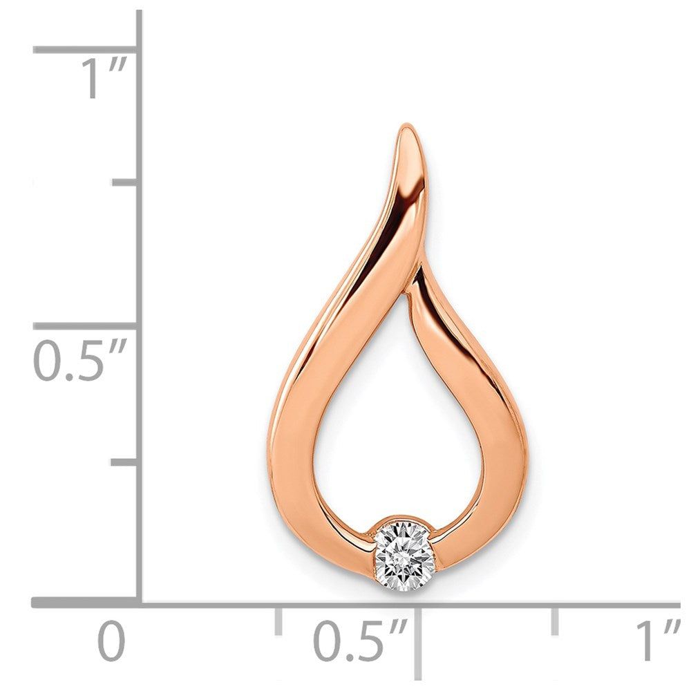 14K Roségold 1/10ct. Echt Diamant Tropfen Kette Anhänger