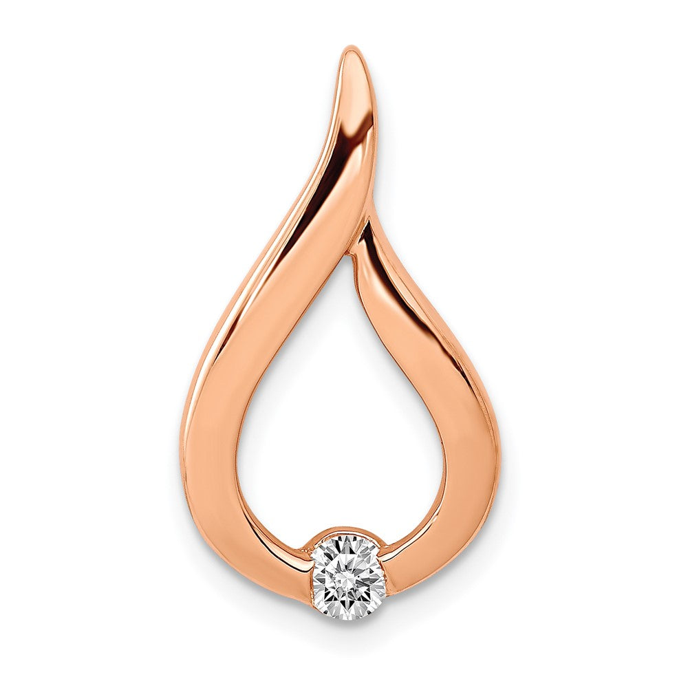 14K Roségold 1/10ct. Echt Diamant Tropfen Kette Anhänger