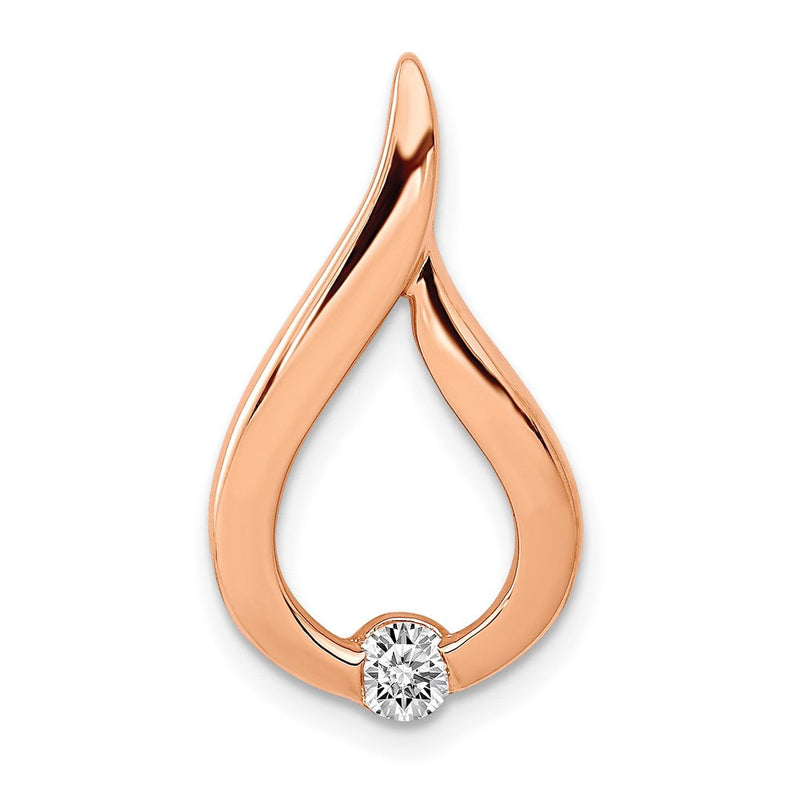 14K Roségold 1/10ct. Echt Diamant Tropfen Kette Anhänger