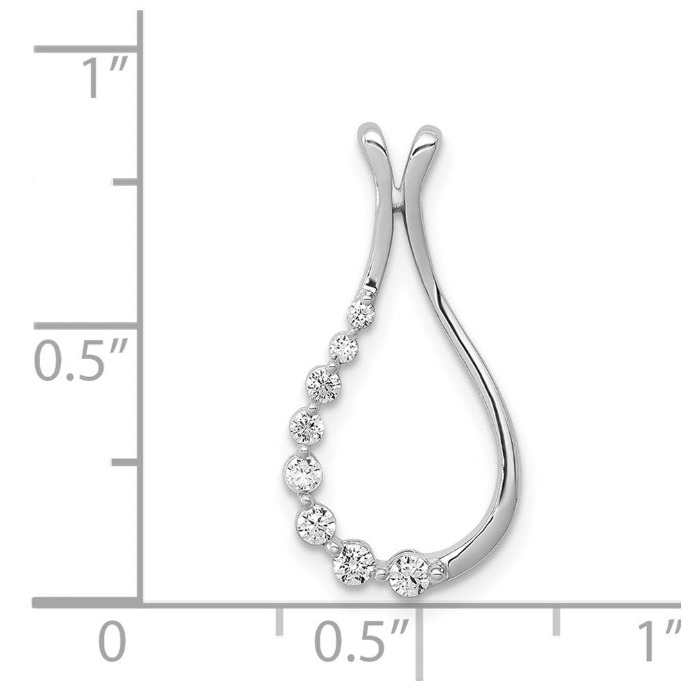 14K Weißgold 1/5ct. Echt Diamant Poliert Tropfen Kette Anhänger