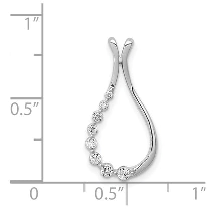 14K Weißgold 1/5ct. Echt Diamant Poliert Tropfen Kette Anhänger