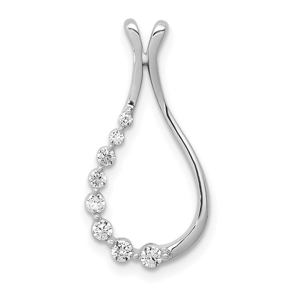 14K Weißgold 0,17 ct. Laborgezüchteter Diamant VS/SI+ G+ Tropfen-Kettengleitanhänger