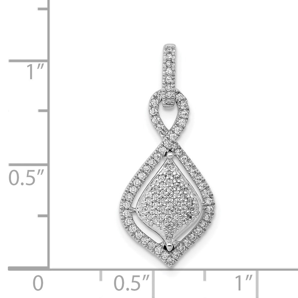 14K Weißgold Pavé-Anhänger mit 0,3 ct. echten Diamanten, ausgefallenes Dangle-Design