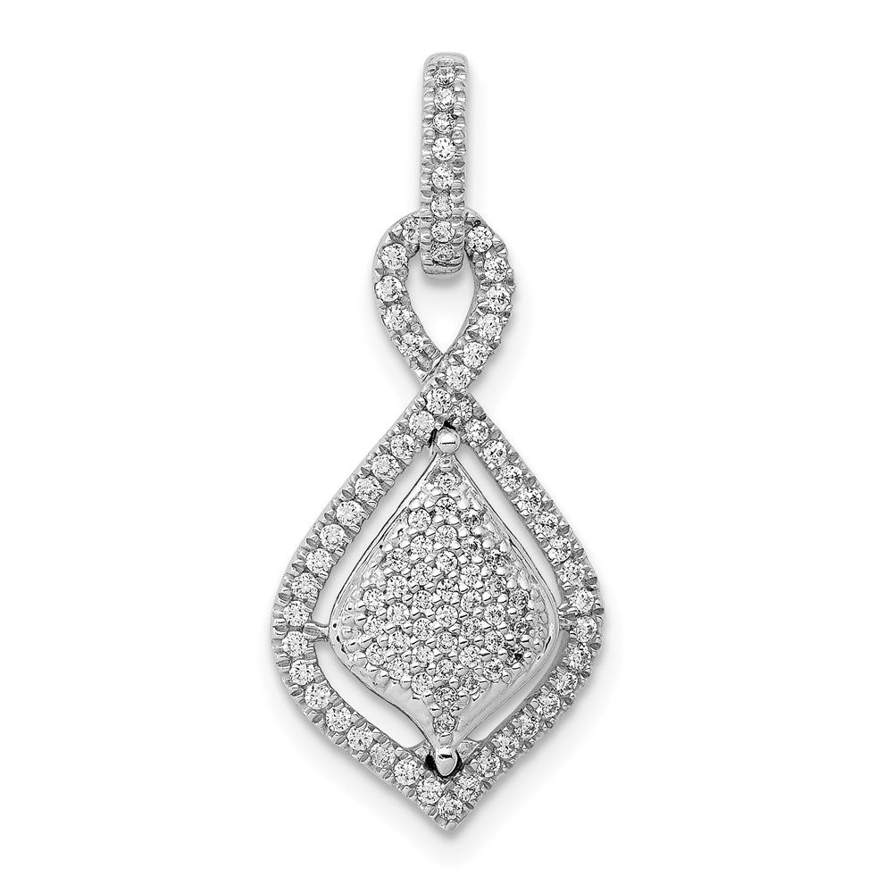 14K Weißgold Pavé-Anhänger mit 0,3 ct. echten Diamanten, ausgefallenes Dangle-Design