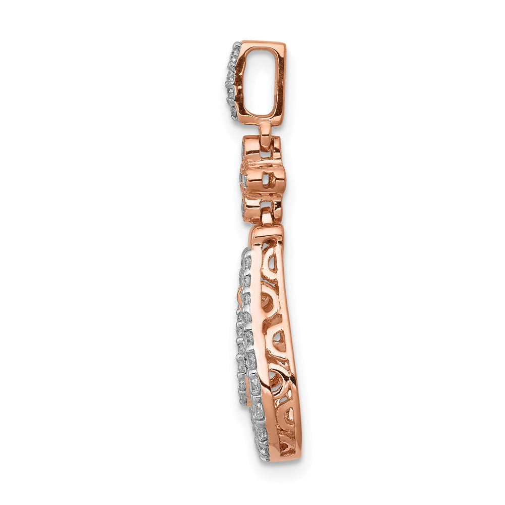 14 Karat Roségold 0,33 ct. Echter Diamant Doppel-Tropfen-Anhänger mit Baumelelement