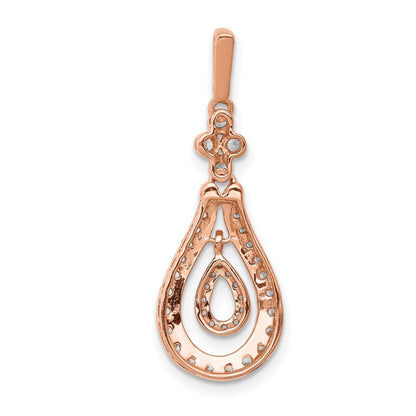 14 Karat Roségold 0,33 ct. Echter Diamant Doppel-Tropfen-Anhänger mit Baumelelement