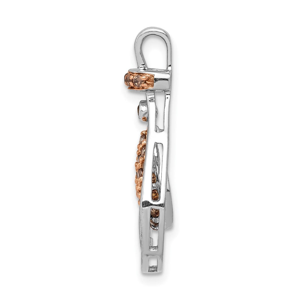 14K Weißgold mit Rose Rhodium 1/4ct Champagne Echt Diamant Kette Anhänger