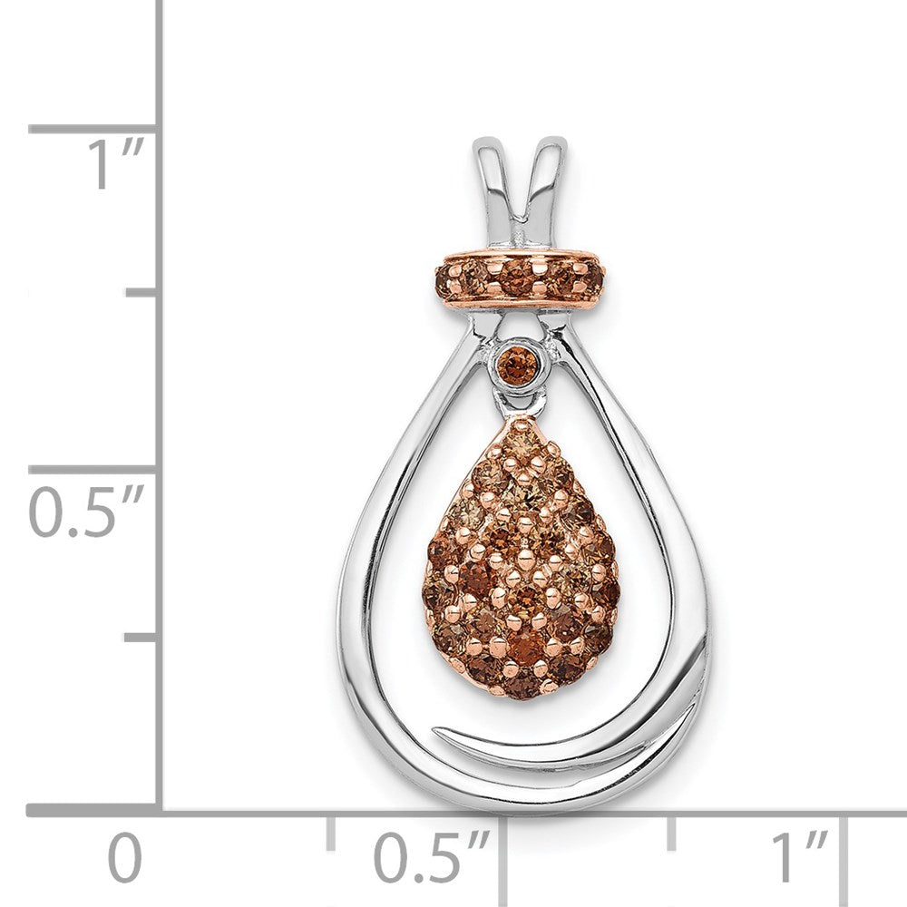 14K Weißgold mit Rose Rhodium 1/4ct Champagne Echt Diamant Kette Anhänger