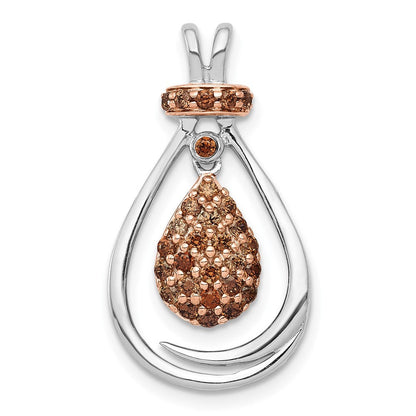 14K Weißgold mit Rose Rhodium 1/4ct Champagne Echt Diamant Kette Anhänger