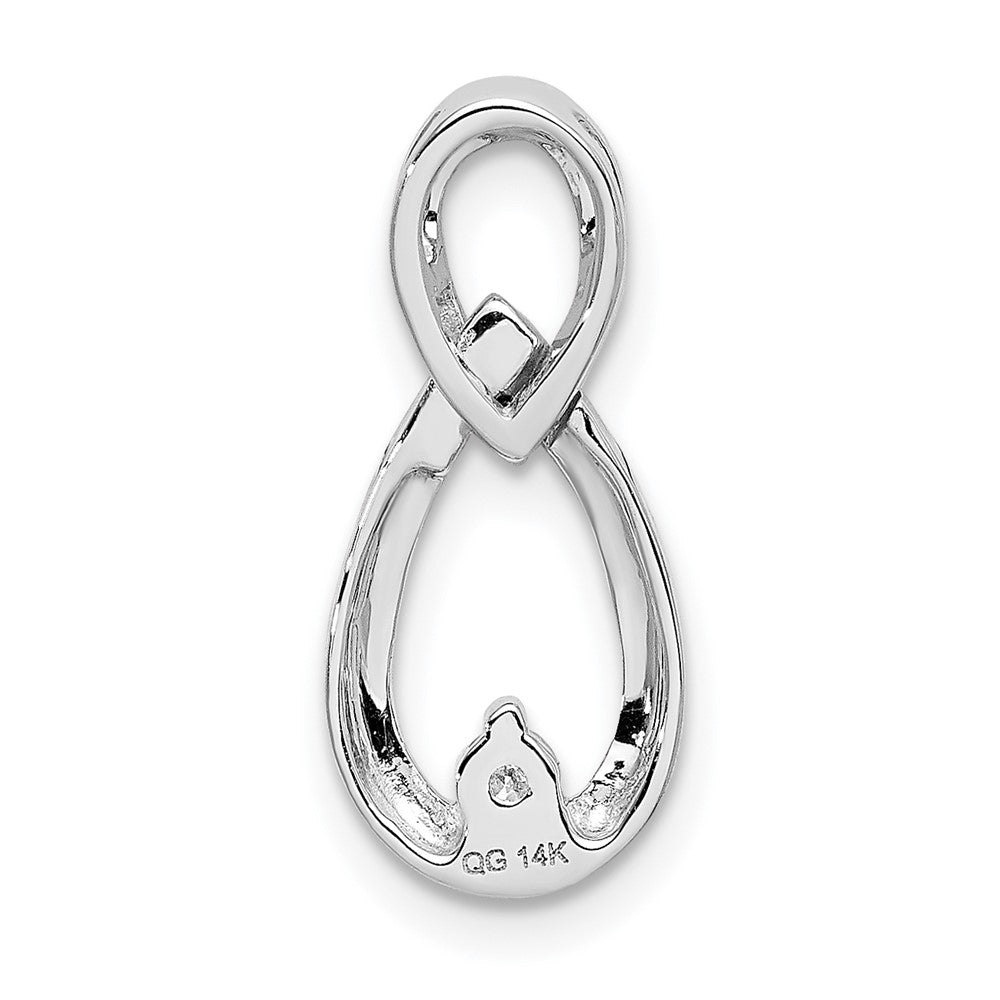 14K Weißgold 1/20ct. Echt Diamant Tropfen Unendlichkeit Kette Anhänger