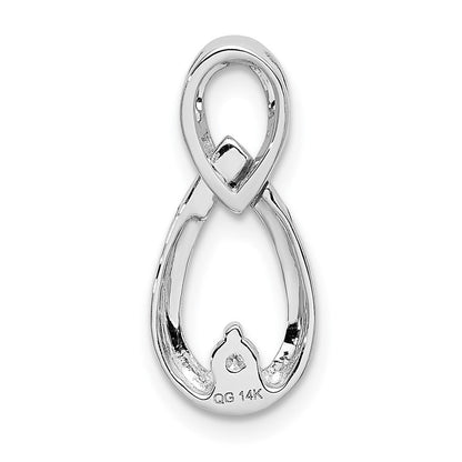 14K Weißgold 1/20ct. Echt Diamant Tropfen Unendlichkeit Kette Anhänger