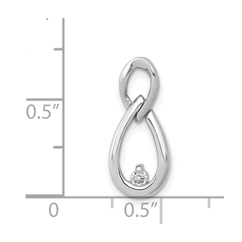 14K Weißgold 1/20ct. Echt Diamant Tropfen Unendlichkeit Kette Anhänger